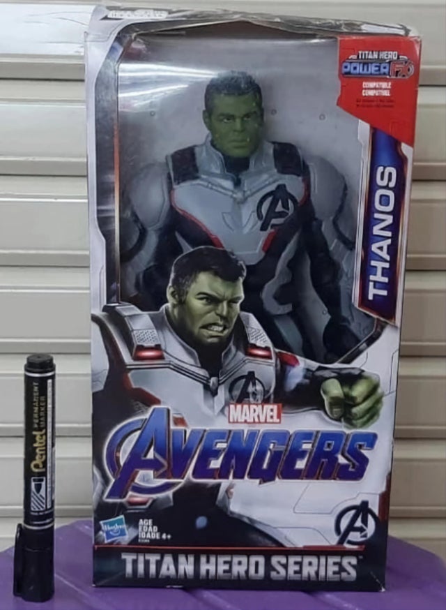 funny memes and pics - action figure - Permanent Marker Pentel Titan Hero Power Fo Wat Compatule Compatible Marvel Engers Age Foad Toade 4 Titan Herd Series Thanos A