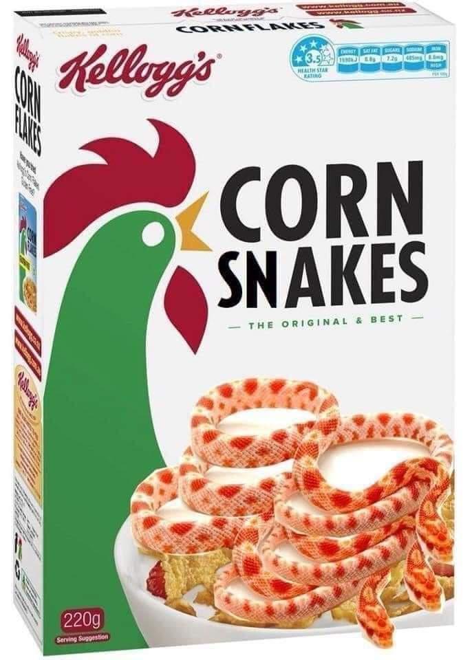 daily dose of memes and pics - kellogg's corn flakes 725g - Kellogg's 220g Serving Suggestion Cor Kellogg's Lakes Health Star Rating Chery Sat Fat Sugar S 119063 6.8 7.20 485g Corn Snakes The Original & Best 1 Nigh