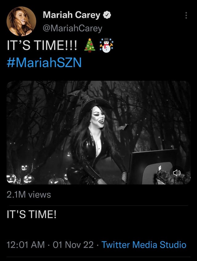 funny tweets - darkness - Mariah Carey Carey It'S Time!!! 2.1M views It'S Time! V 01 Nov 22. Twitter Media Studio .
