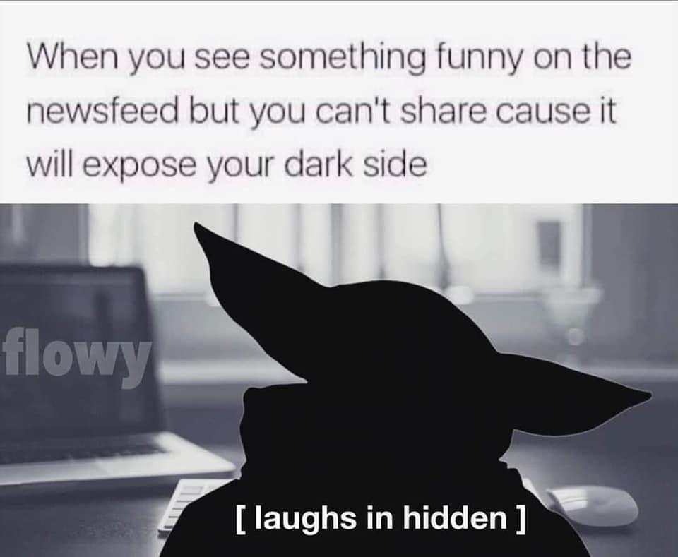 funny pics and memes - photo caption - When you see something funny on the newsfeed but you can't cause it will expose your dark side flowy laughs in hidden
