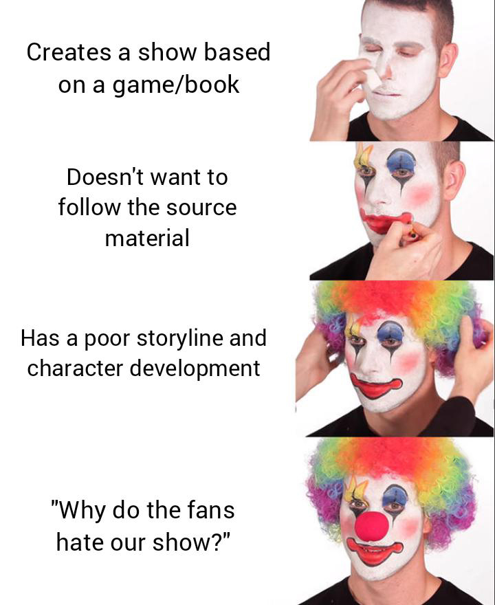 gaming memes - warhammer chaos gods memes - Creates a show based on a gamebook Doesn't want to the source material Has a poor storyline and character development "Why do the fans hate our show?"