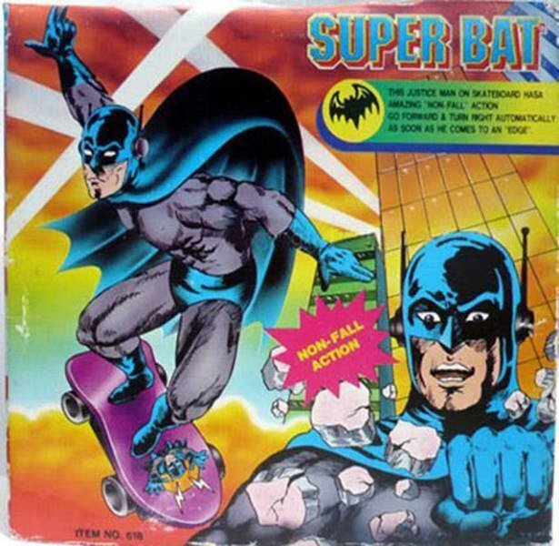terrible knock offs - rip off toys - Item No. 618 Super Bat This Justice Man On Skateboard Hasa Amazing NonFall Action Go Forward & Turn Fight Automatically As Soon As He Comes To An Edge NonFall Action
