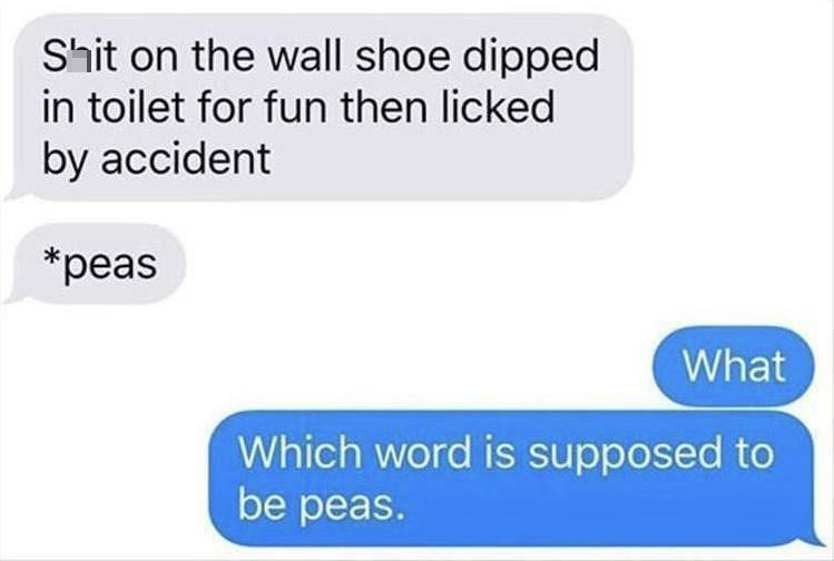 fresh memes - clean your room text meme - Shit on the wall shoe dipped in toilet for fun then licked by accident peas What Which word is supposed to be peas.