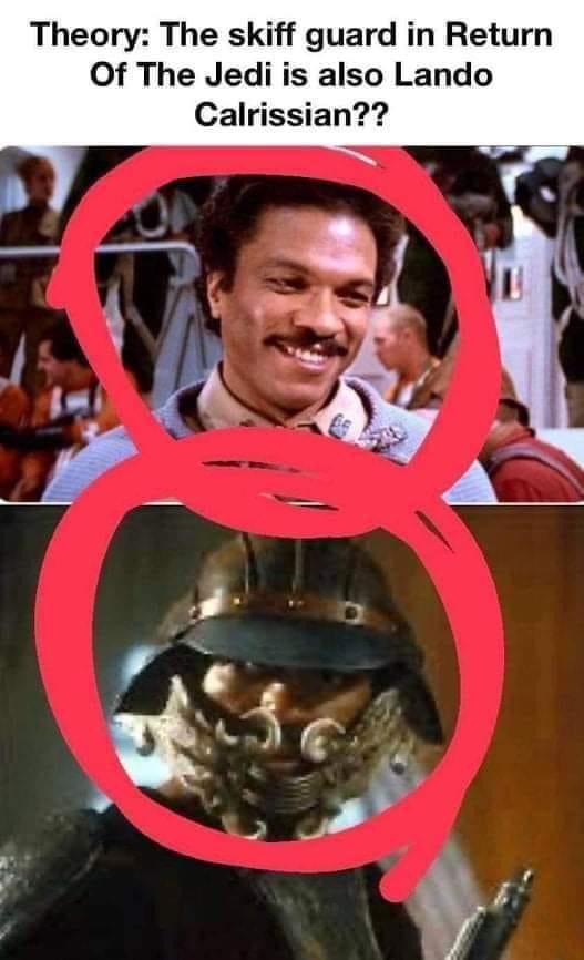 monday morning randomness - Theory The skiff guard in Return Of The Jedi is also Lando Calrissian??