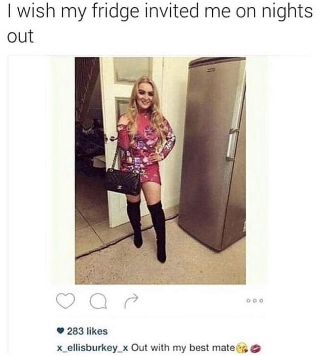 funny memes - - - I wish my fridge invited me on nights out a 283 x_ellisburkey_x Out with my best mate