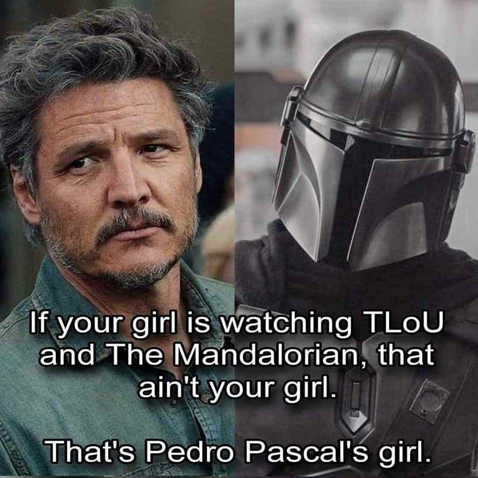 funny memes pics and tweets - if your girl watches tlou and mandalorian - If your girl is watching Tlou and The Mandalorian, that ain't your girl. That's Pedro Pascal's girl.