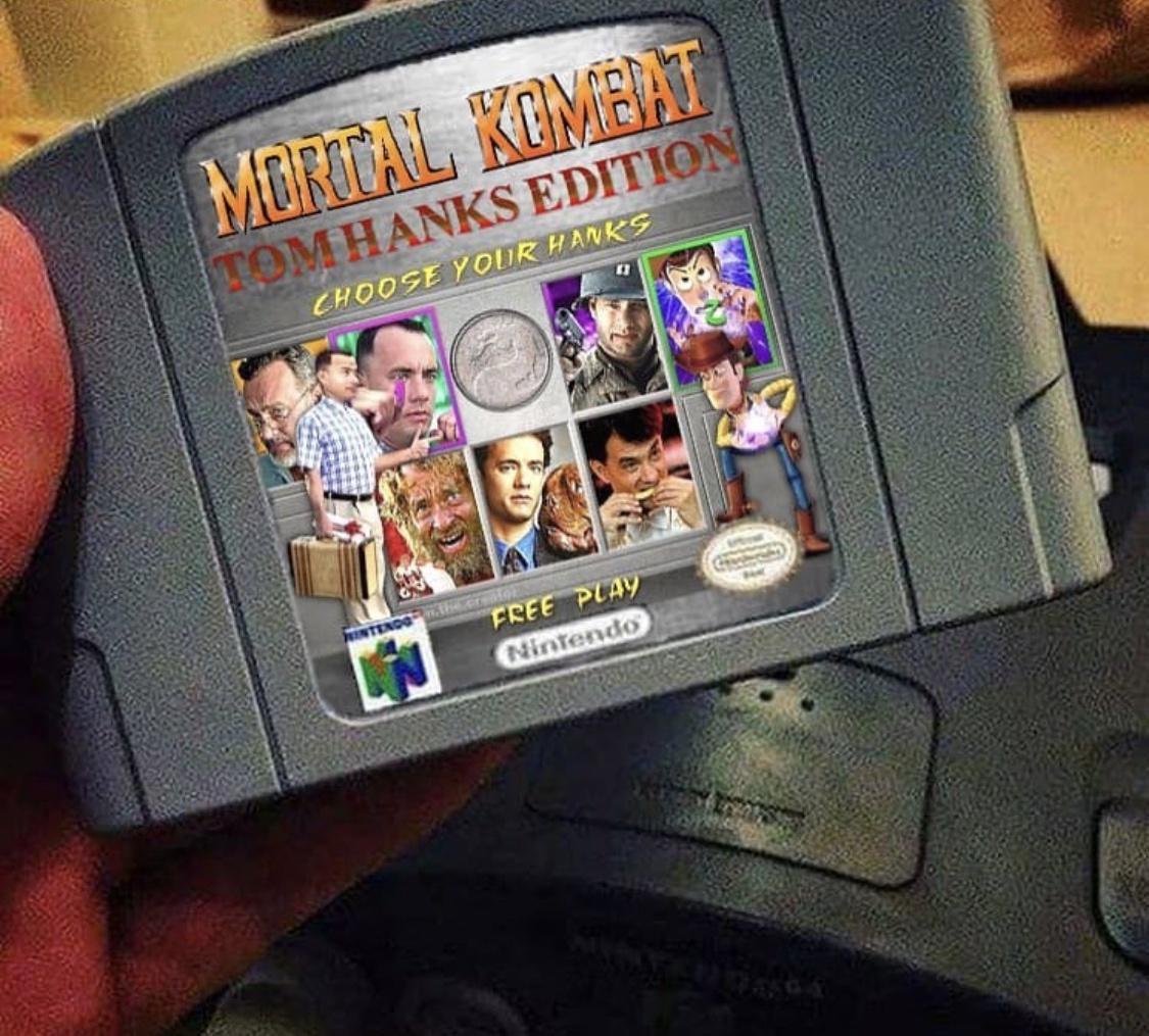 dank memes - video game console - Mortal Kombat Tom Hanks Edition Choose Your Hanks Free Play Nintendo Intendo.the creator