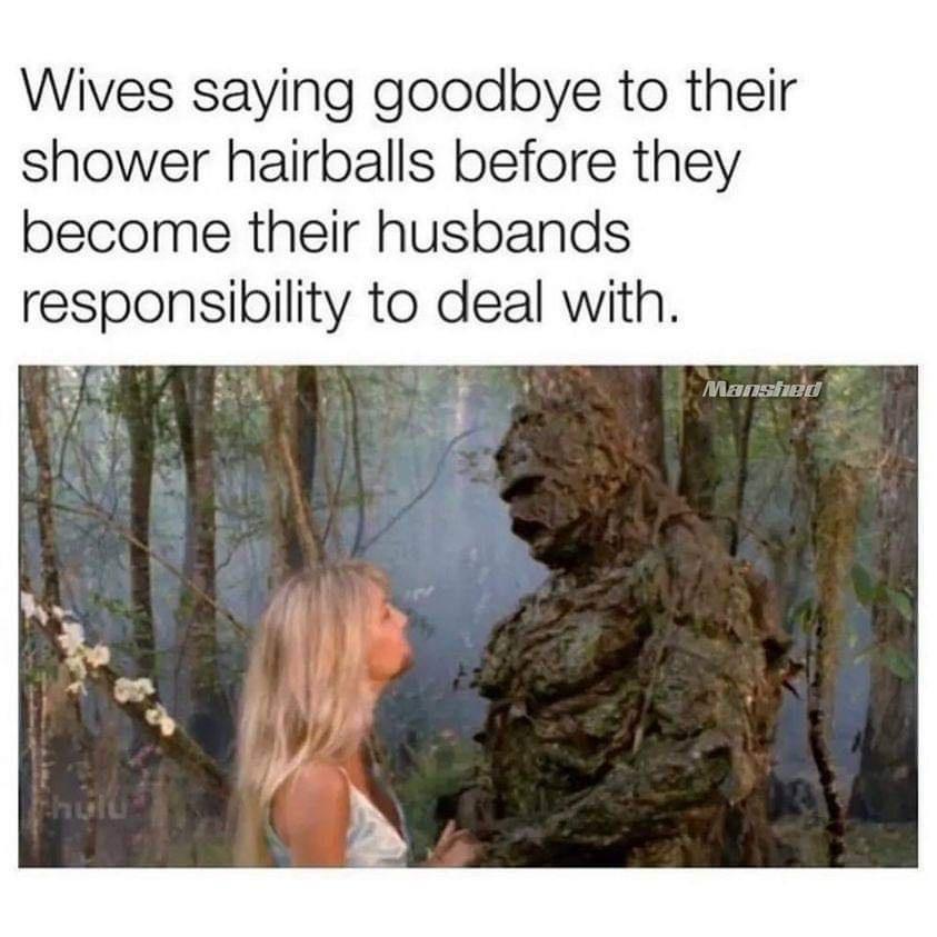 funny memes - wife hair shower meme - Wives saying goodbye to their shower hairballs before they become their husbands responsibility to deal with. Tholu Manshed