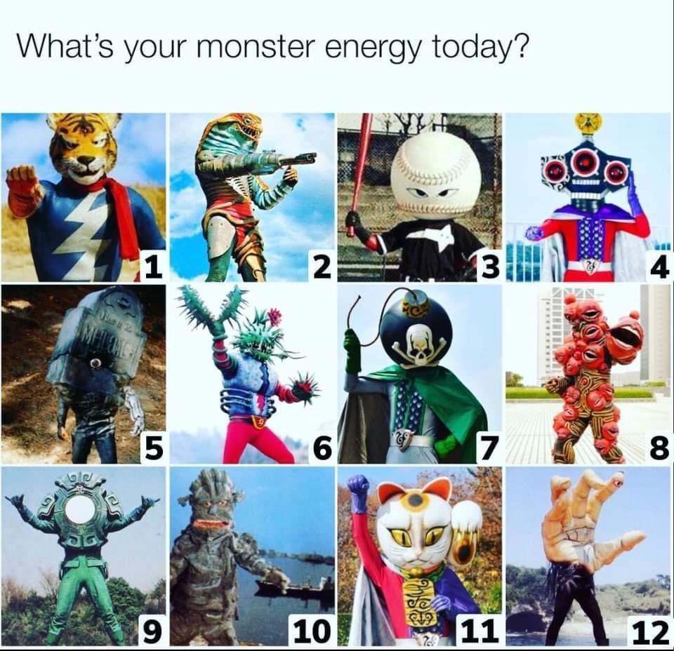 fresh memes - action figure - What's your monster energy today? 1 5 9 2 6 10 Esu 3 7 11 4 8 12