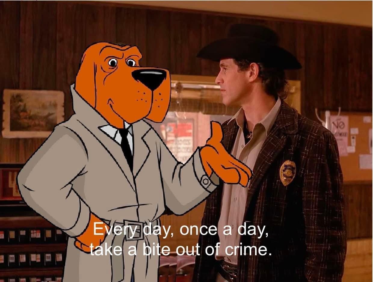 fresh memes - cartoon - Every day, once a day, take a bite out of crime. No