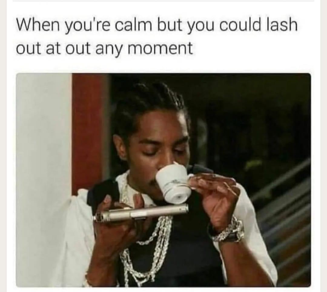 funny memes and pics - photo caption - When you're calm but you could lash out at out any moment