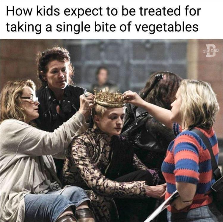 monday morning randomness - photo caption - How kids expect to be treated for taking a single bite of vegetables The Dad