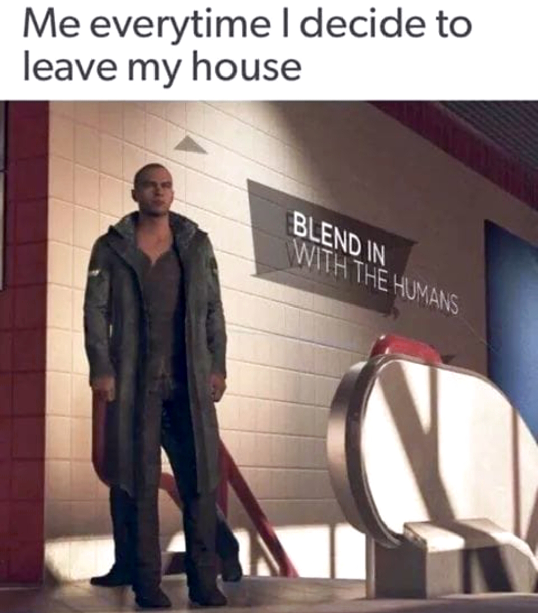 funny gaming memes - leaving the house meme - Me everytime I decide to leave my house Blend In With The Humans