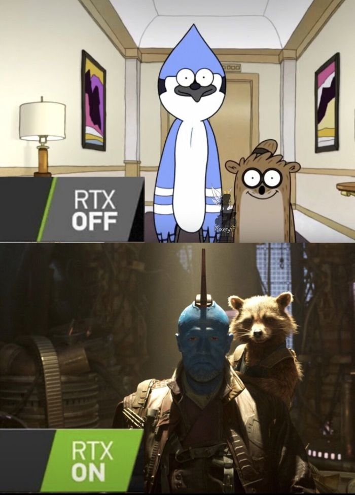 gaming memes - mordecai looking at you - Rtx Off Rtx On nood Pixeyif