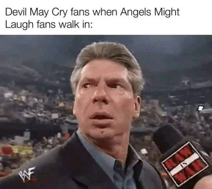 gaming memes - saul goodman sol badguy - Devil May Cry fans when Angels Might Laugh fans walk in