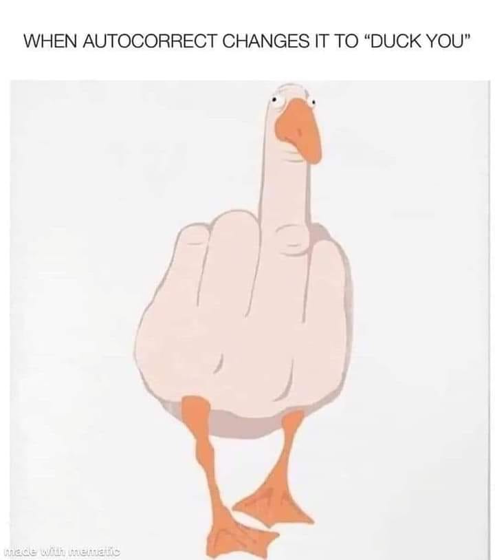 fresh memes -  autocorrects to duck you - When Autocorrect Changes It To "Duck You" made with mematic