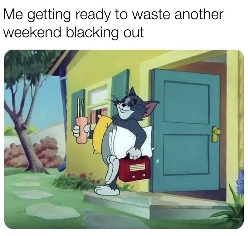 fresh memes - cartoon - Me getting ready to waste another weekend blacking out