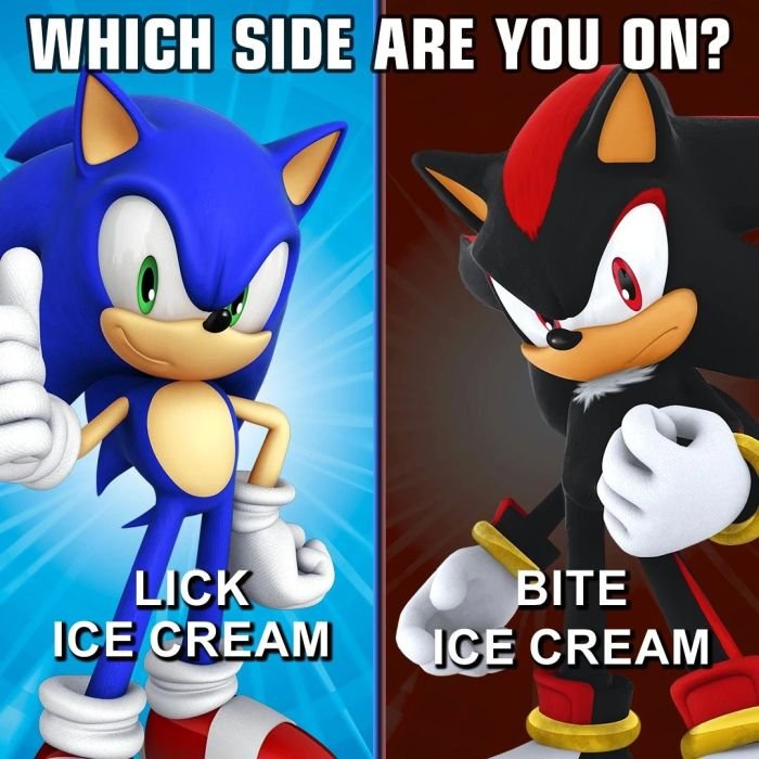 gaming memes --  sonic which side are you on ice cream - Which Side Are You On? G Lick Ice Cream Bite Ice Cream