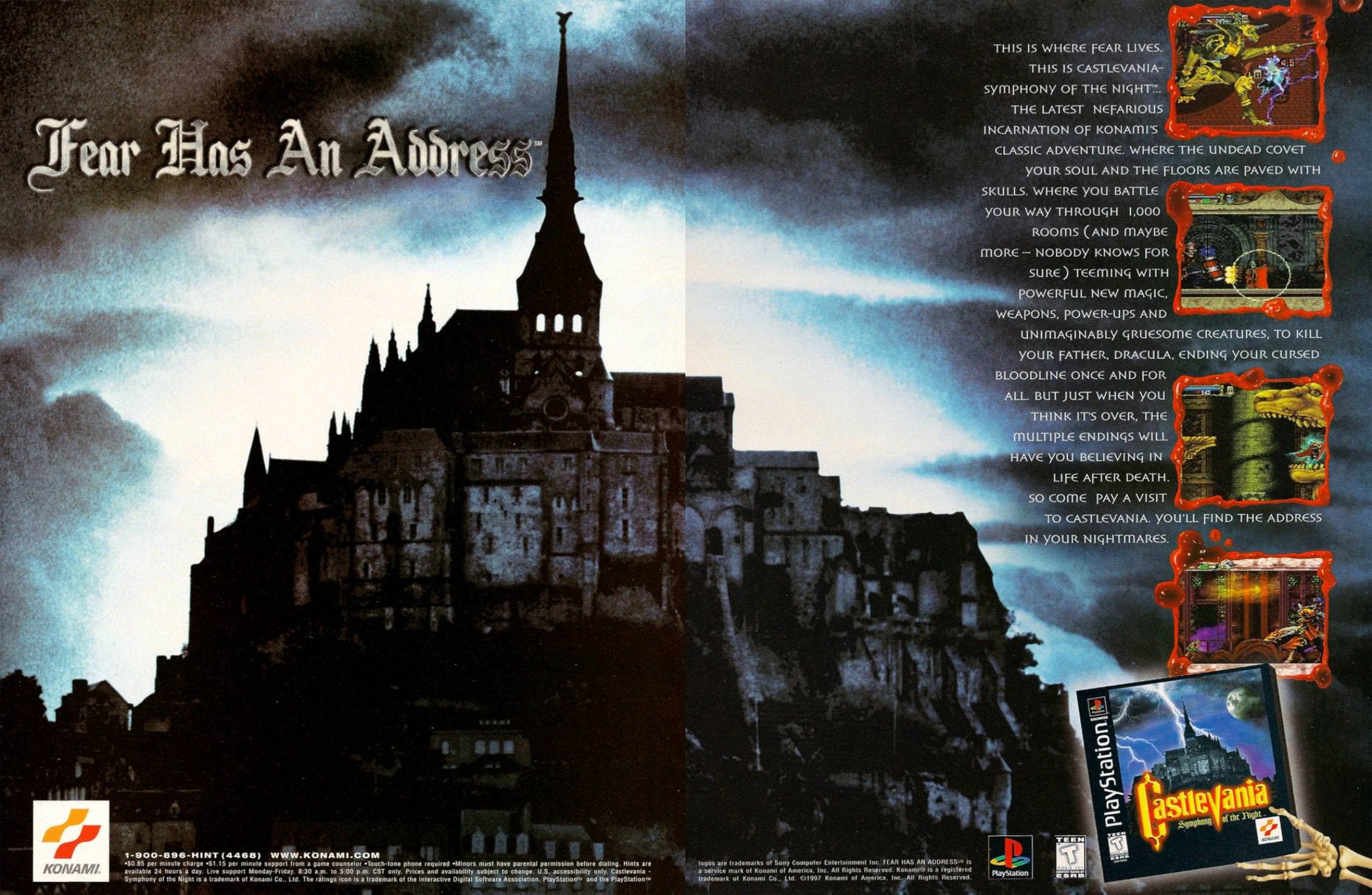 90s video game ads -  mont saint-michel - Fear Has An Address Nomaan Ardue Come hay mga Par This Is Where Pear Lives This Is Castlevania Symphony Of The Night The Latest Nefarious Incarnation Of Konais Classic Adventure Where The Undead Covet Your Soul An