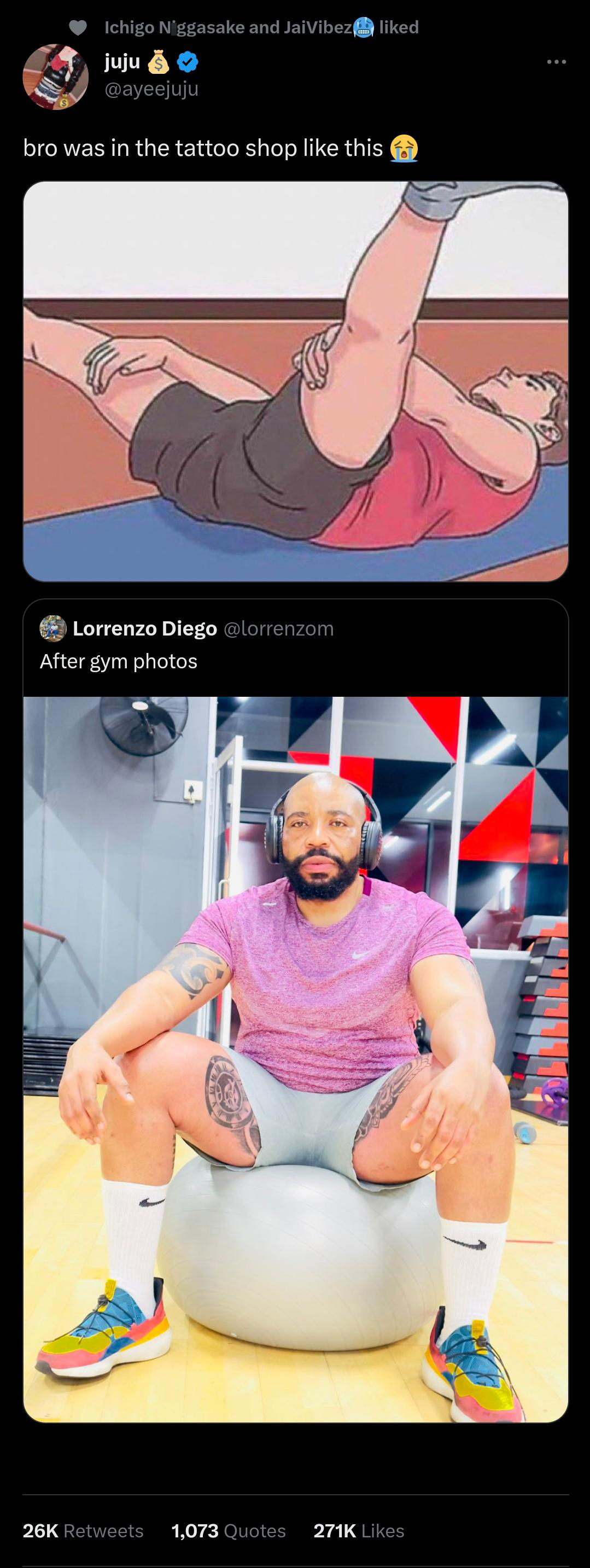 funny tweets and twitter memes - muscle - behkgo hezzetakint aakiteaf Thad juju bro was in the tattoo shop this Lorenzo Diego lomenom After gym photos 26Kw 1,