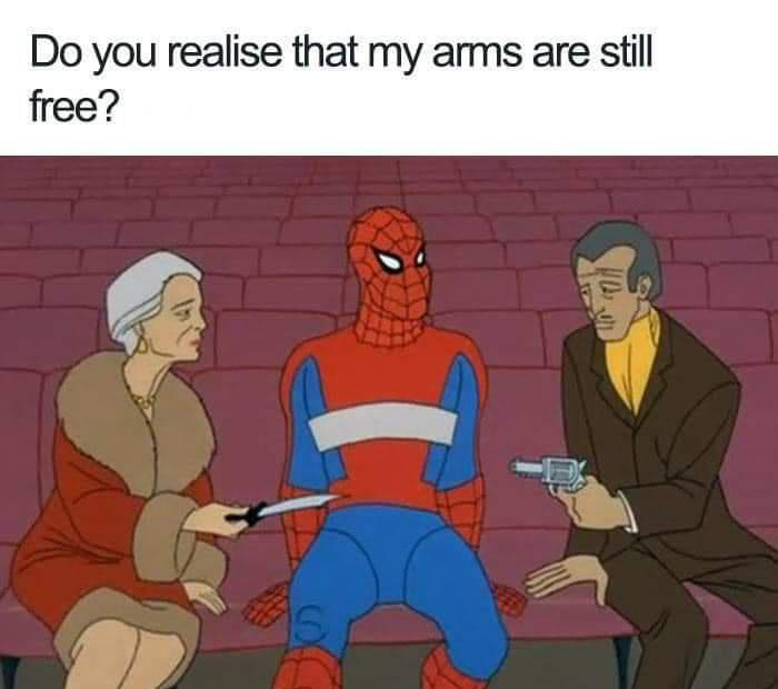 dank memes - cartoon logic fails - Do you realise that my arms are still free?