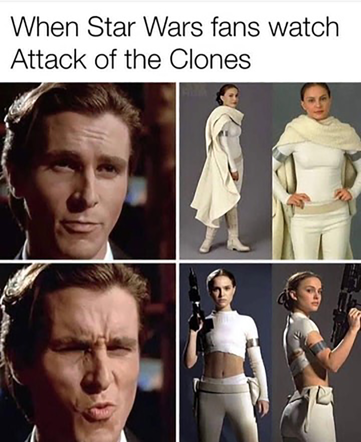 monday memes - shoulder - When Star Wars fans watch Attack of the Clones