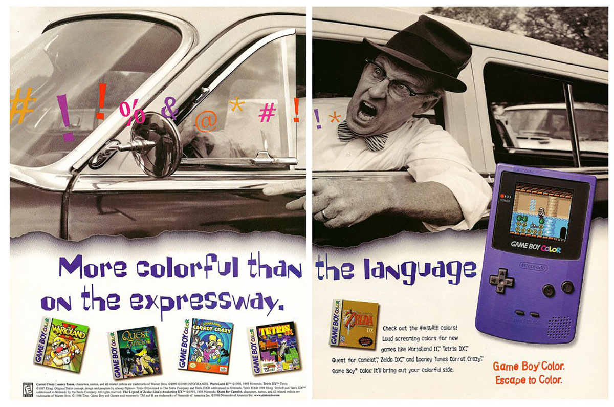 gameboy color advert - Game Boy P More colorful than the language on the expressway. Cart Crazy Game Boy #! Game Boy Game Boy 20 Check out the color Loud screaming colors for new gones te warland Is Quest for Comet Zeide Dc and Looney Tunes Cart Cry Game 