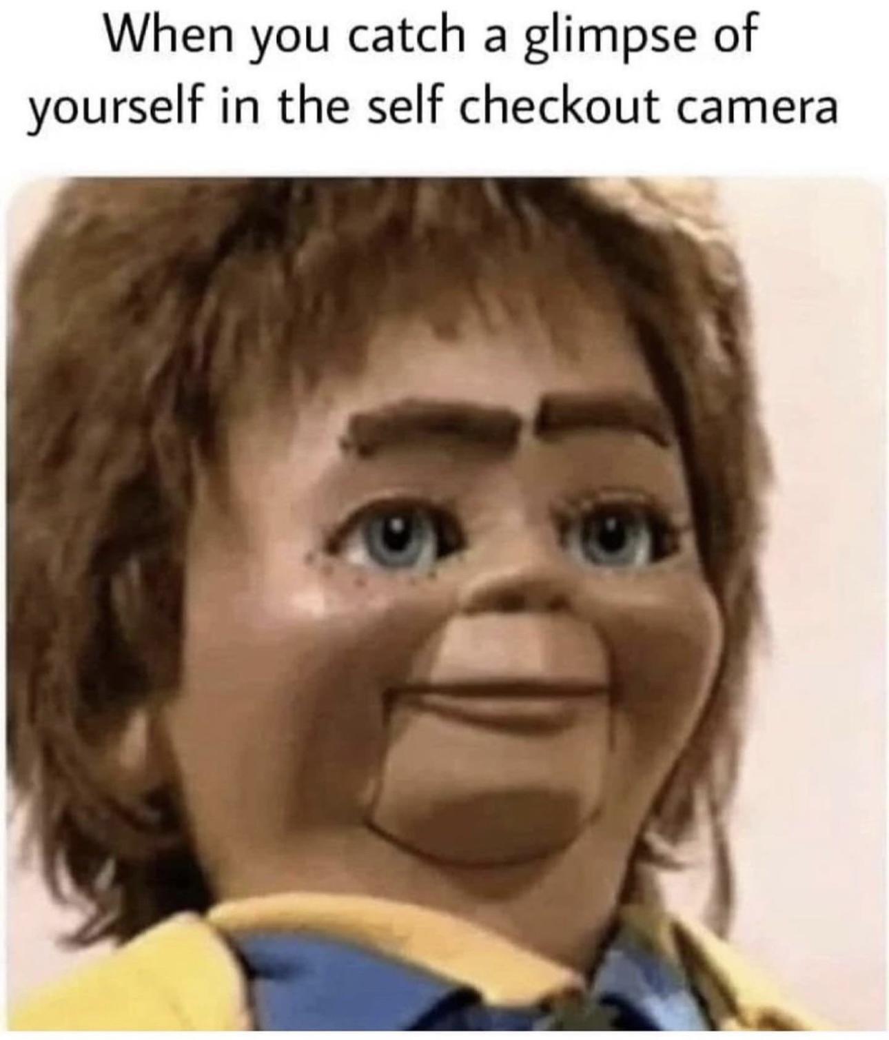 fresh memes - you catch a glimpse of yourself - When you catch a glimpse of yourself in the self checkout camera
