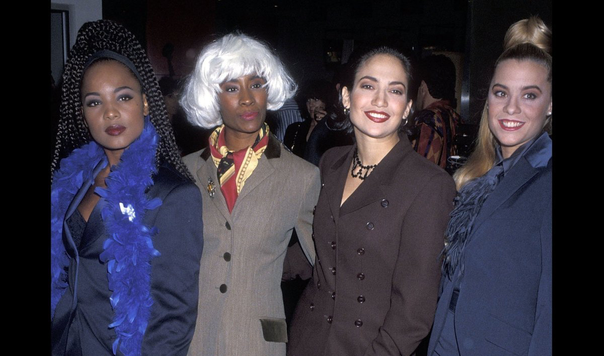 Jennifer Lopez (second on the right) with the other Fly Girls who did dance routines for the show In Living Color in 1992.