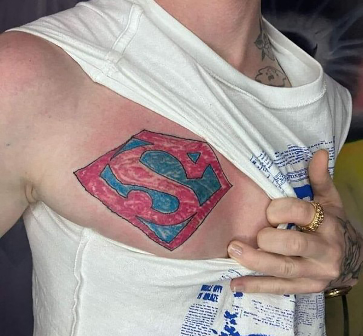 bad tattoos - shoulder - Mile Wity Blaze ros Bu
