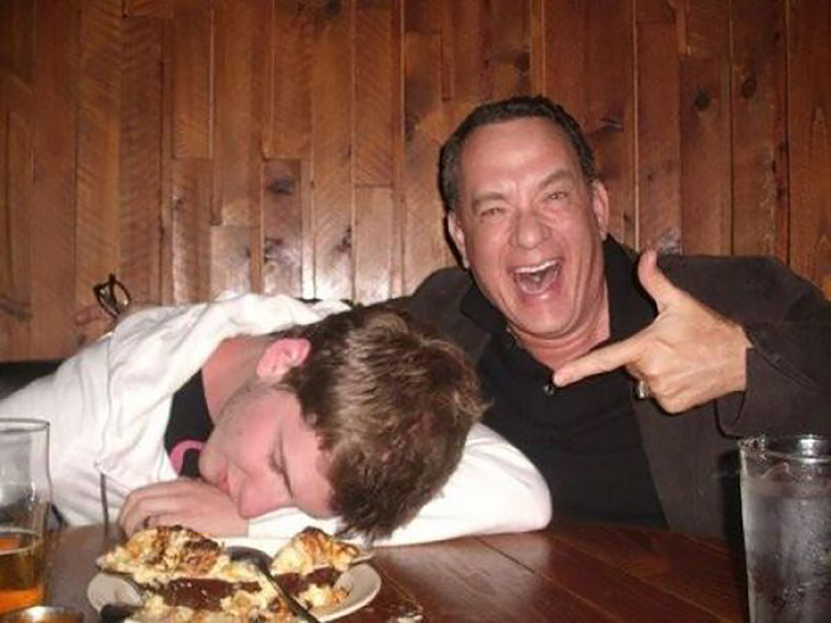 Tom Hanks with this poor  guy in 2012.