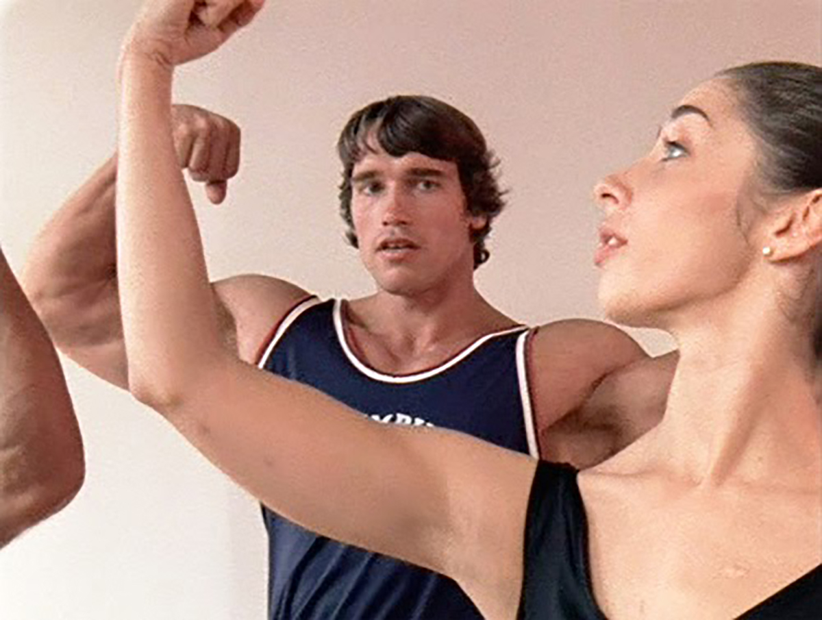 Arnold Schwarzenegger taking ballet lessons for the documentary Pumping Iron, 1977.