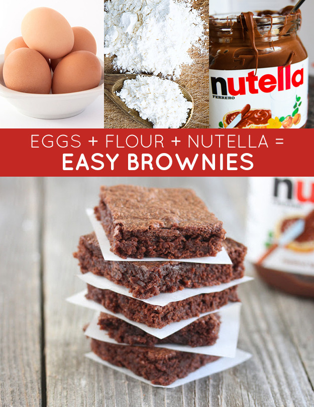 <a href="http://kirbiecravings.com/2013/02/easiest-3-ingredient-nutella-brownies.html" target="_blank">Easy Brownies</a>.