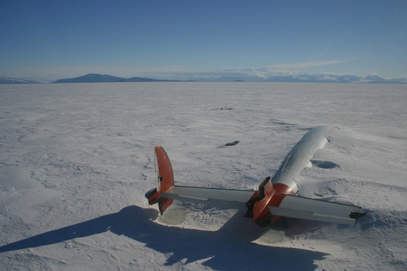 Pegasus Plane Remains in Antarctica It looks creepier than it really is, this plane crashed back in 1970 due to bad weather, although no one on board was seriously injured or killed.