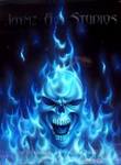 skull with blue flames