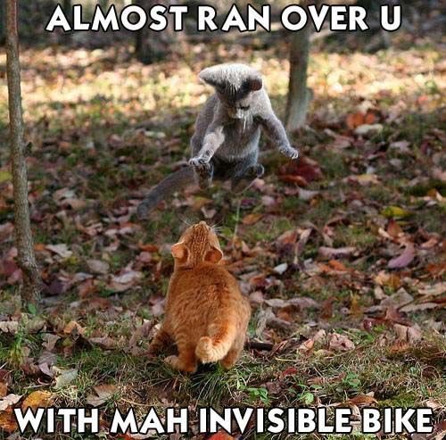 With my invisible bike.
