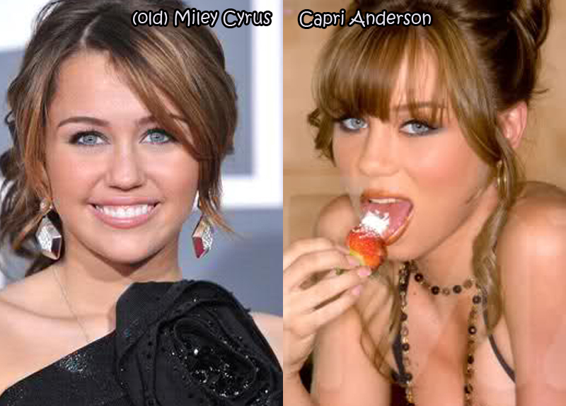 porn star look alikes - old Miley Cyrus Capri Anderson.