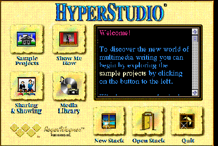 games - Hyperstudio Welcome! Sample Projects Stow Me Gan To discover the new world of multimedia writing you can hegin by exploring the sample projects by clicking on the button to the lett. Sluring & Shofile Nedit Library hearkku." New Stack Open Stack Q