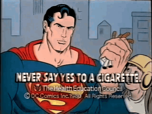 superman smoking - Never Say Yes To A Cigarette Tie Health Education Council Dc Comics Inc.1980 All Rights Reser