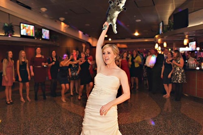 brides throwing cats
