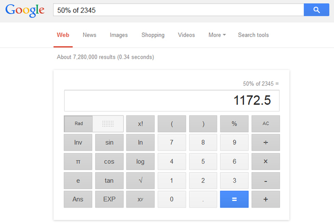 Have Google do math for you by simply searching the equation