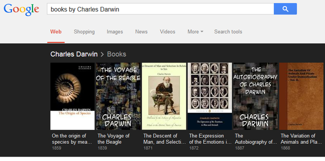 Search for Books by and the name of an author, Google will display all of their works