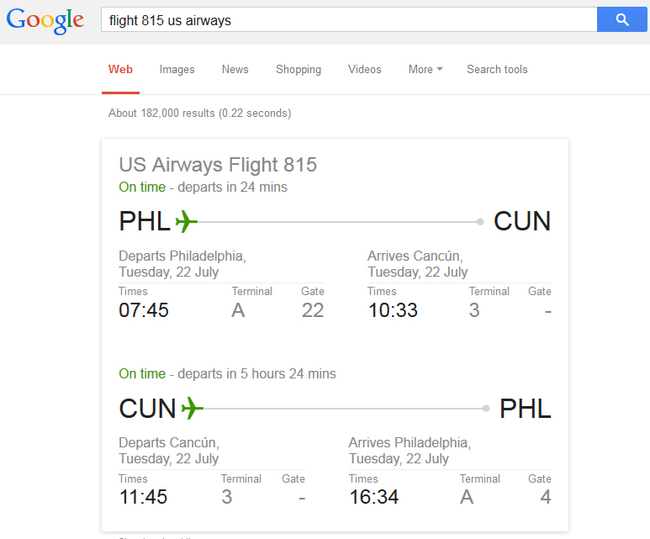 You can even search for plane information by searching the flight number