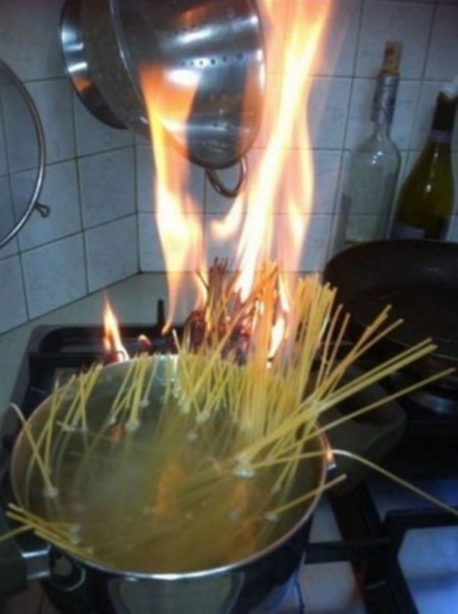 cooking pasta fire