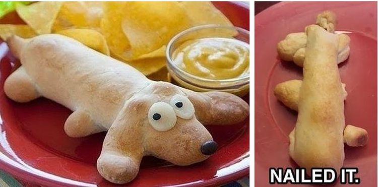 dog shaped hot dog - Nailed It.