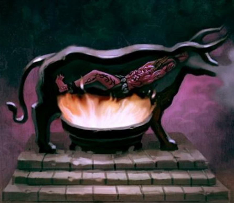 The inventor of the Brazen Bull, Perilaus of Athen’s, was tricked into being the first victim of his sadistic execution device.