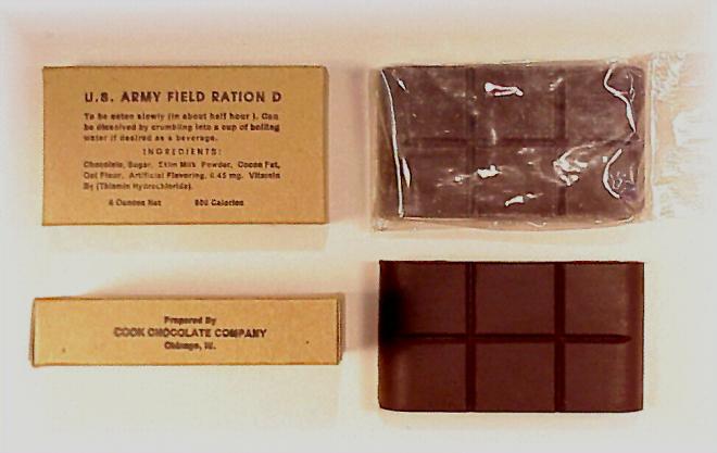 Chocolate was included in WWII soldier rations. According to army specification, it was designed to taste just “a little better than a boiled potato” so soldiers would not eat it too quickly.