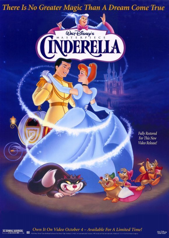 disney cinderella movie poster - There Is No Greater Magic Than A Dream Come True Alt Disney Masterpiece Cinderella Fully Restored For This New Video Release! Gigeneral Audiences Own It On Video October 4 Available For A Limited Time!
