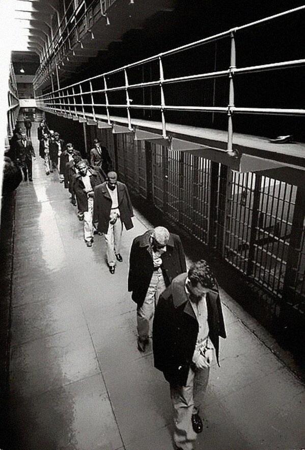 Last prisoners of Alcatraz leaving, 1963.