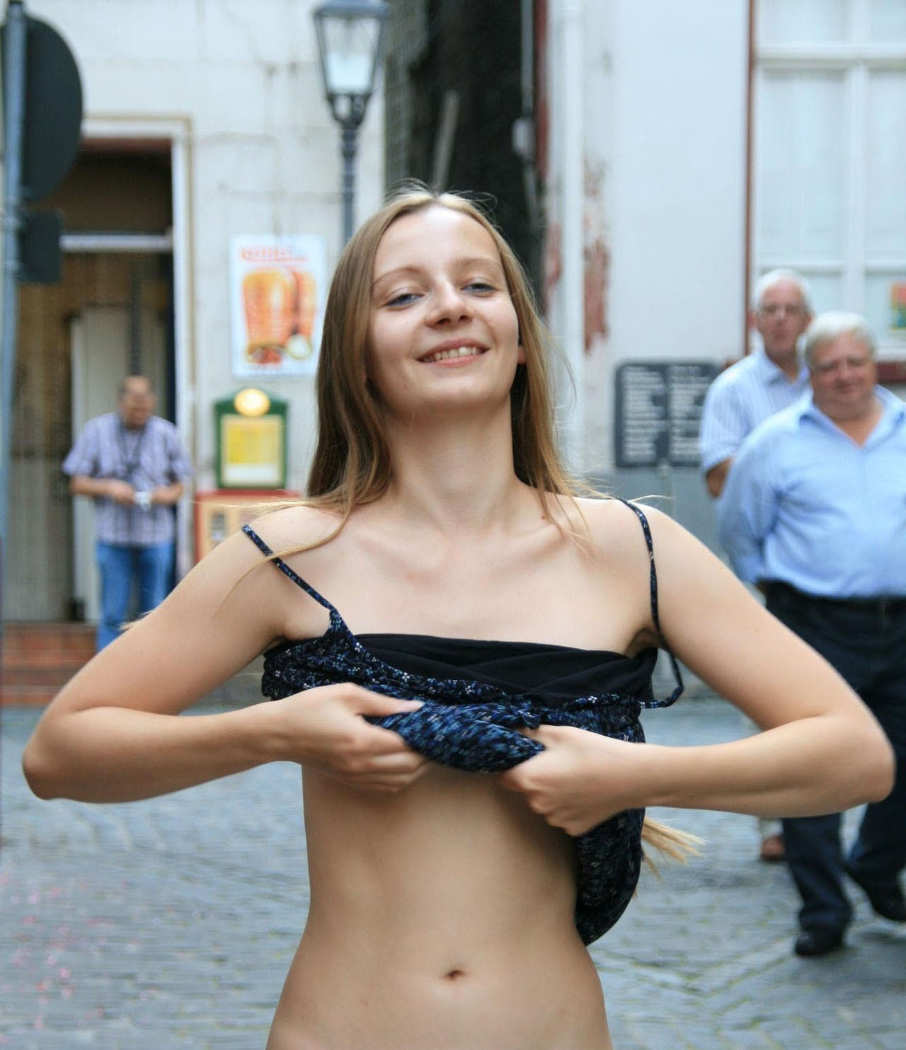 Exhibitionist pornography features performers exposing themselves in public.